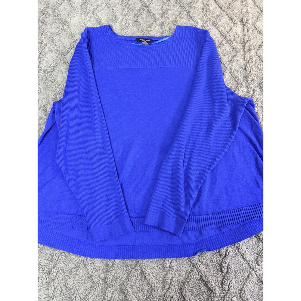 Womens Plus Size 3X Cable And Gauge Royal Blue Pull Over Sweater